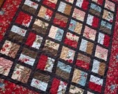 Lap Quilt, Baby Quilt, Wallhanging in Moda Double Chocolate Designer Fabric