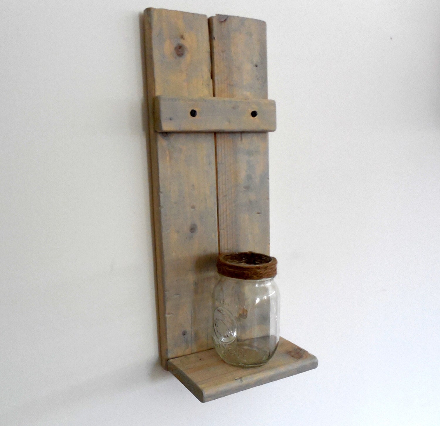 Rustic grey weathered wall shelf / rustic wall hanging / storage
