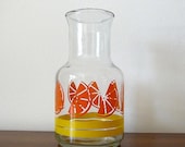 ON SALE - SAVE 25% Retro Libbey Citrus Slice and Yellow Strip Carafe Pitcher for Orange Juice, Lemonade or Water