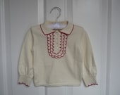 Classic Girls Knit Sweater Blouse with Scalloped Trim Pima Cotton 12M 18M