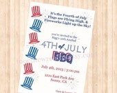 Patriotic Invitation 4th of July 5x7 Digital File-Printable