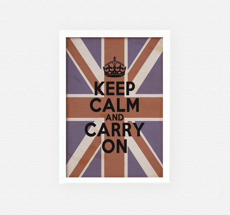 Keep calm and carry on -A4,4x6,5x7,8x10 art print, Union flag, wall, home decor, poster, black, british vintage black red blue, coffee break