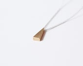 small brass mountain, metal necklace, simple, cute, white gold plated chain, triangle, geometry