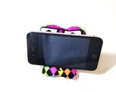 Mr. Purple Kat - NEON iPhone holder & wrist rest pad - sock doll invention