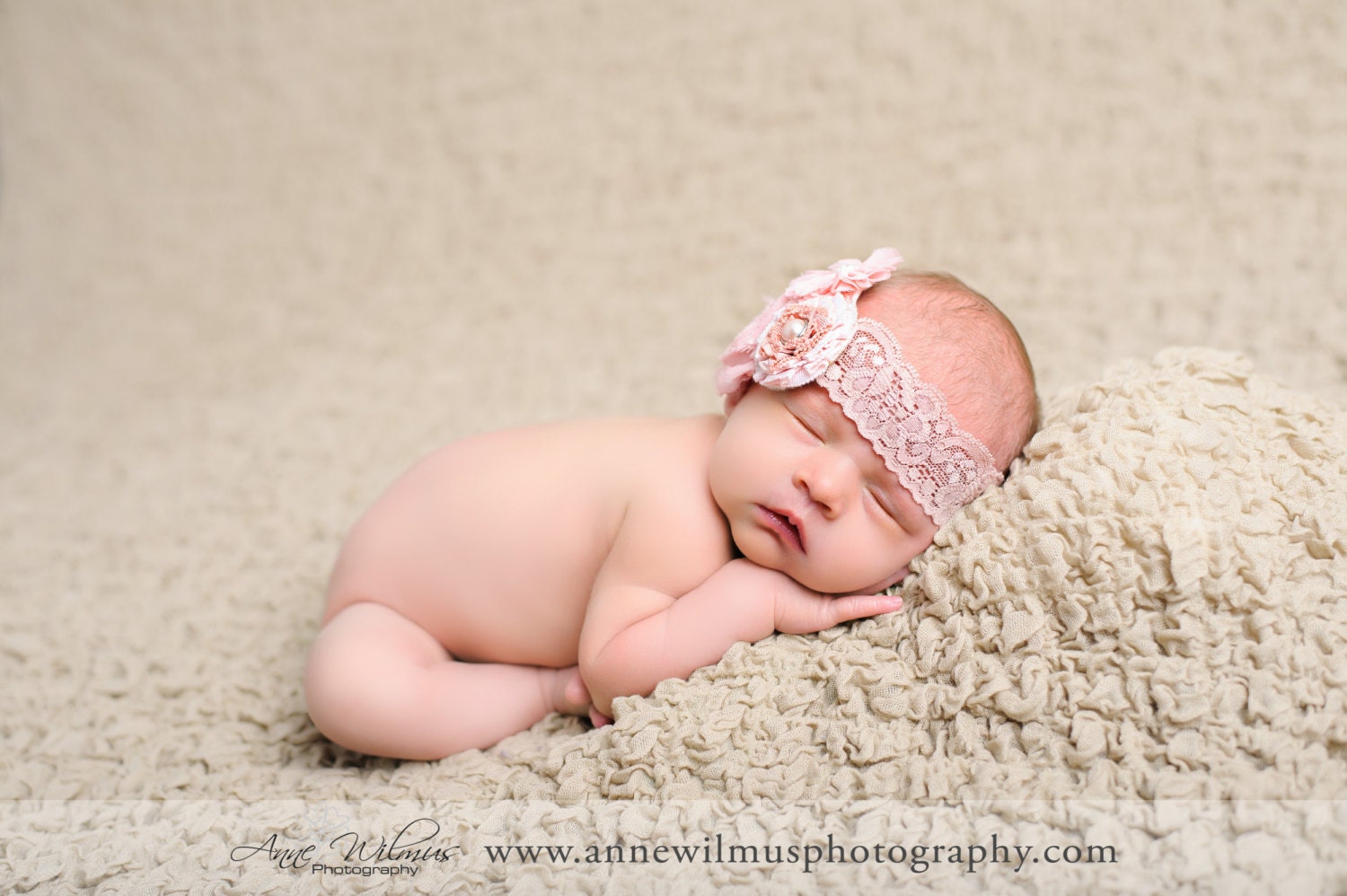 Infant/Baby/Toddler/Little Girl Handmade Headband / Photo Prop / PICK YOUR SIZE / Shabby Chiffon Flower, Lace / Peach, Rose, Cream, Pink