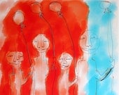 Family of Three and a Half 8x10 Modern Minimalist Illustrative Print/Archival Digital Print