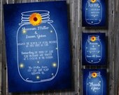 DIY Printable Wedding Invitation Suite-Country- Mason Jar-Rustic- Whimsical-DIY-Set-print your own-Blue-Daisy Accent