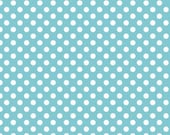 Small Aqua Dots  - Riley Blake Chevron - Polka Dot Fabric - HALF YARD