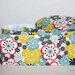 1.5 " Gray, Pink, Turquoise and Yellow Floral on White Grosgrain Ribbon 3 yards