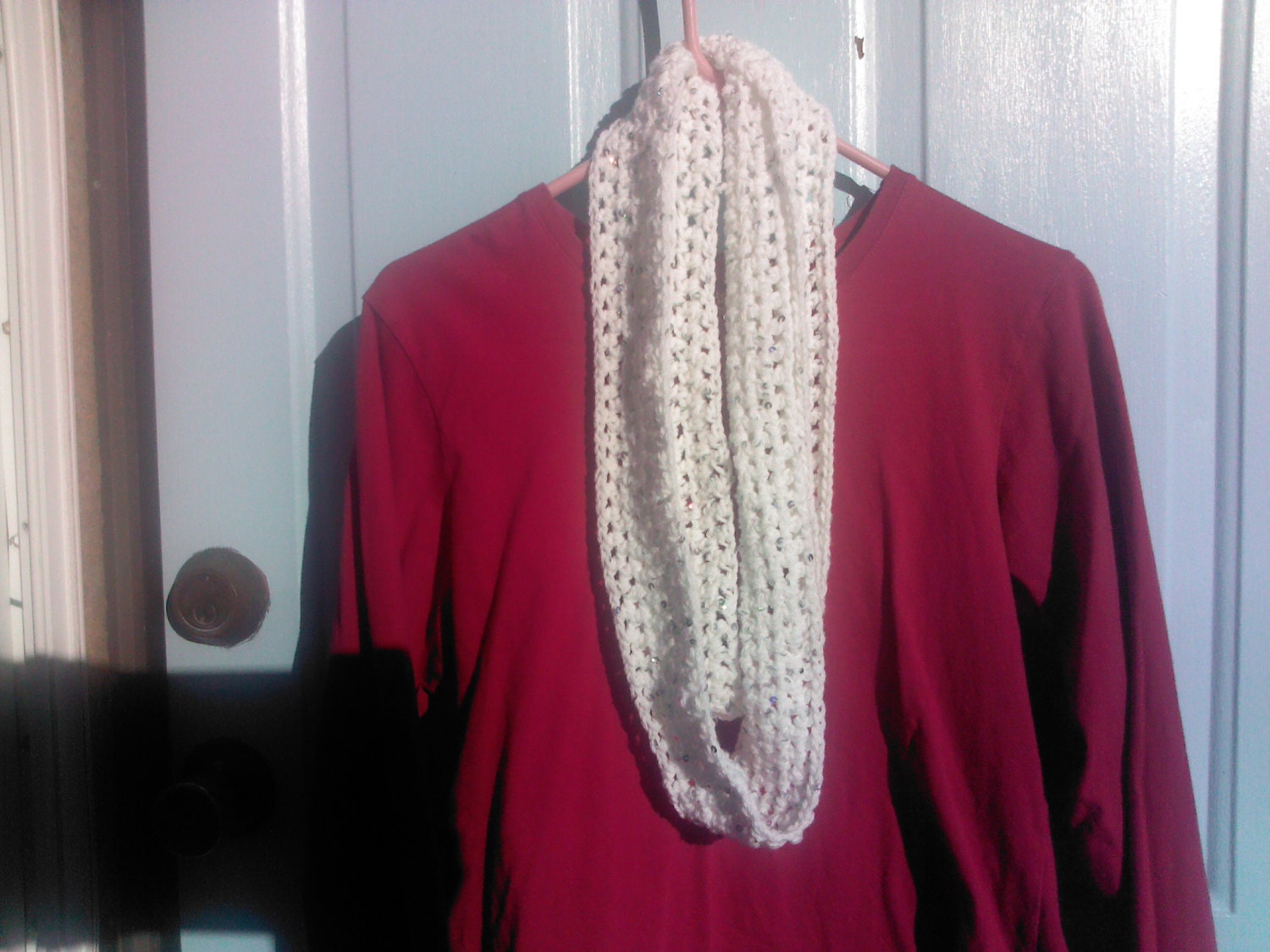 Crochet Lacy Cowl with Sequins