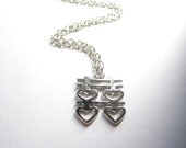 Silver heart double happiness necklace - romantic double happiness charm necklace  / Valentine's gift / Year of the Snake