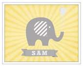 Personalized 8x10 gray elephant print.