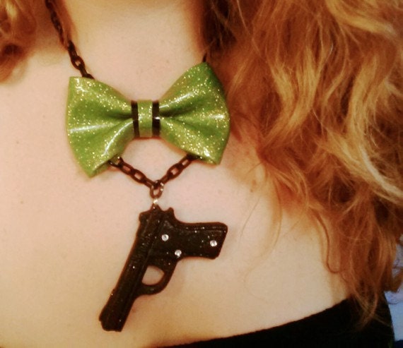 Bowtie Gun Necklace