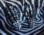 Pair of Black and White Hand Painted Skeleton Hand Hair Clips Halloween/Horror/Emo/Goth/Rockabilly/Psychobilly/Punk