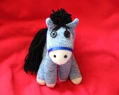 Blue Rockford Red Heel Sock Monkey Pony - Handmade - New - Heart Tattoo