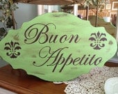 Buon Appetito or Bon Appetit Sign, Handpainted Wood Buon Appetito or Bon Appetit Sign, Buon Appetito or Bon Appetit Sign in Custom Colors
