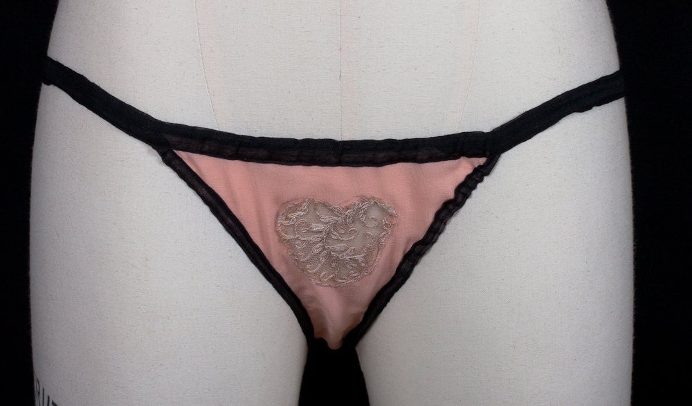 Pants Valentine pink chiffon silk with heart lace