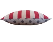 Cushion cover, pillow cover - grey spot and magenta & white stripe 100% linen -  nursery, baby, child, summer