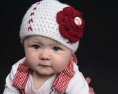 Crochet Baseball Hat with flower and button