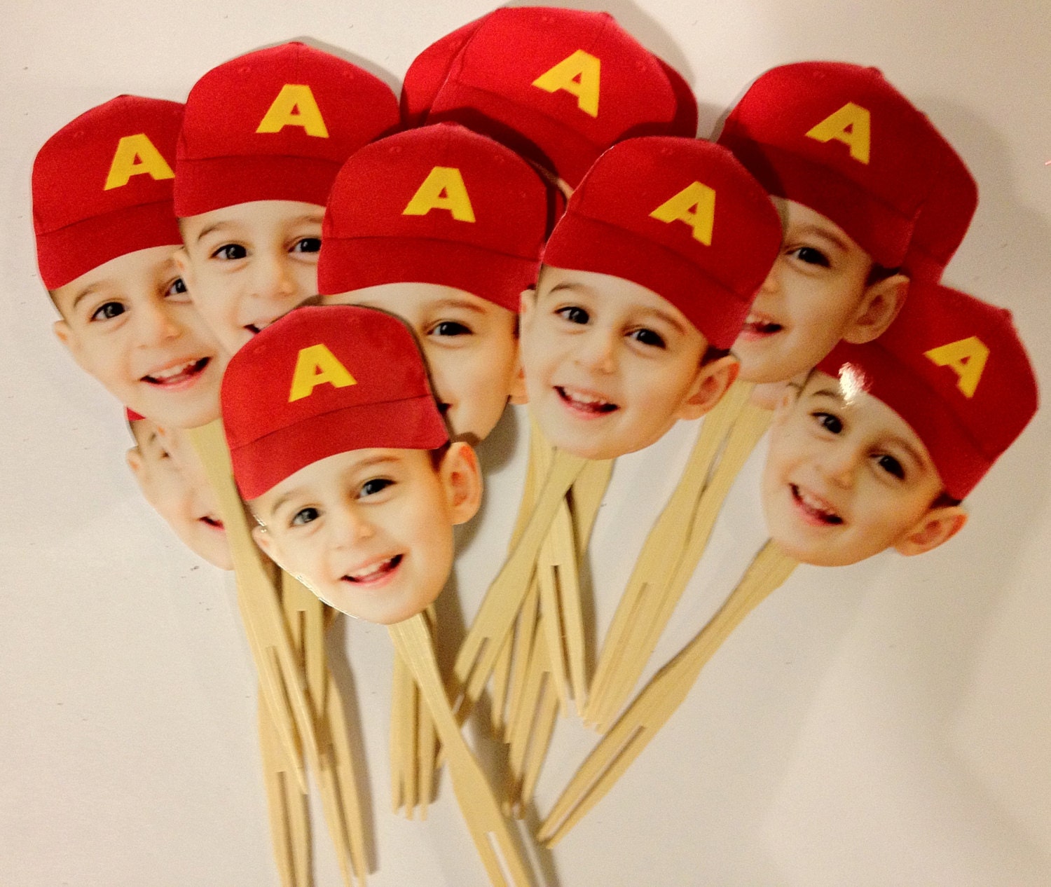 Chipmunk inspired photo cupcake toppers .