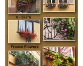 5x7's France flowers, 6 photography prints, Colmar French art, window boxes, France wall art
