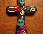 Black Dia de Los Muertos (Day of the Dead)  Stone Choker Necklace