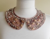 detachable imitation leather peter pan collar necklace beads bridal wedding christmas gift for her brown nr. 51