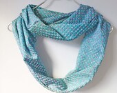 Handmade Vintage Shibori Silk Infinity Scarf - Slate Blue