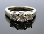 14k White Gold Contemporary Three Stone Diamond Engagement Ring RGDIA749D
