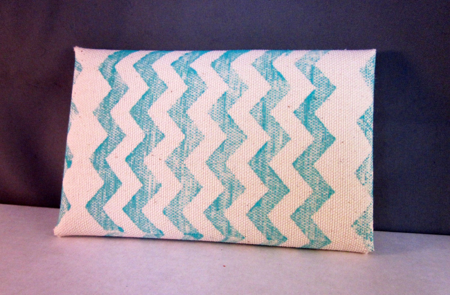 Mint Chevron Cell Phone Case, Sea Foam Green Chevron Cotton Canvas Wallet, Men,Women, Minimalist,Phone Wallet, Envelope Clutch, Iphone Case