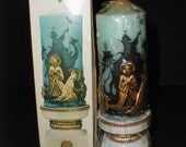 vintage MIOB Christmas Adoration Candle w holder  NEVER BURNED Religious Baby Jesus Mary Joseph 3 Kings Wise Men Xmas decorations