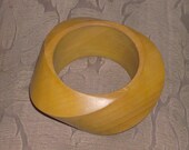 Vintage Natural Wood wooden Chunky thick bangle bracelet