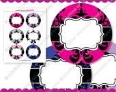 INSTANT DOWNLOAD Editable JPG images Colorful patterned graphics 3" circles Printable 4x6" elegant Damask Digital Collage Sheet  cf00006-11o