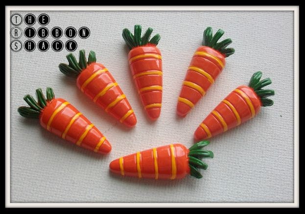 Set of 6 Easter Carrot Flatback Resin Hair Bow Scrapbooking Embelishment Farm Il_170x135