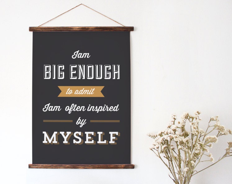 Typography Print, Quote Print, Parks and Rec, Leslie Knoppe, Black Gold, Wall Decor, Inspiration, Poster Art - Inspired By Myself (12x18)