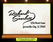 Heart Swoosh Return Address Rubber Stamp - With Heart and First Names - Personalized Gift - Wedding Invitation Stamp - Style 1354
