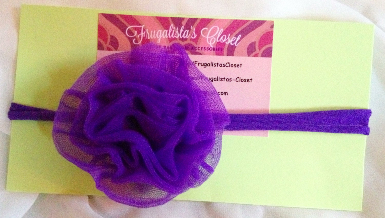 SALE-- Baby/Children's Headband: Purple Chiffon Rosette Flower on a thin Purple headband Newborn-Toddler-Girl