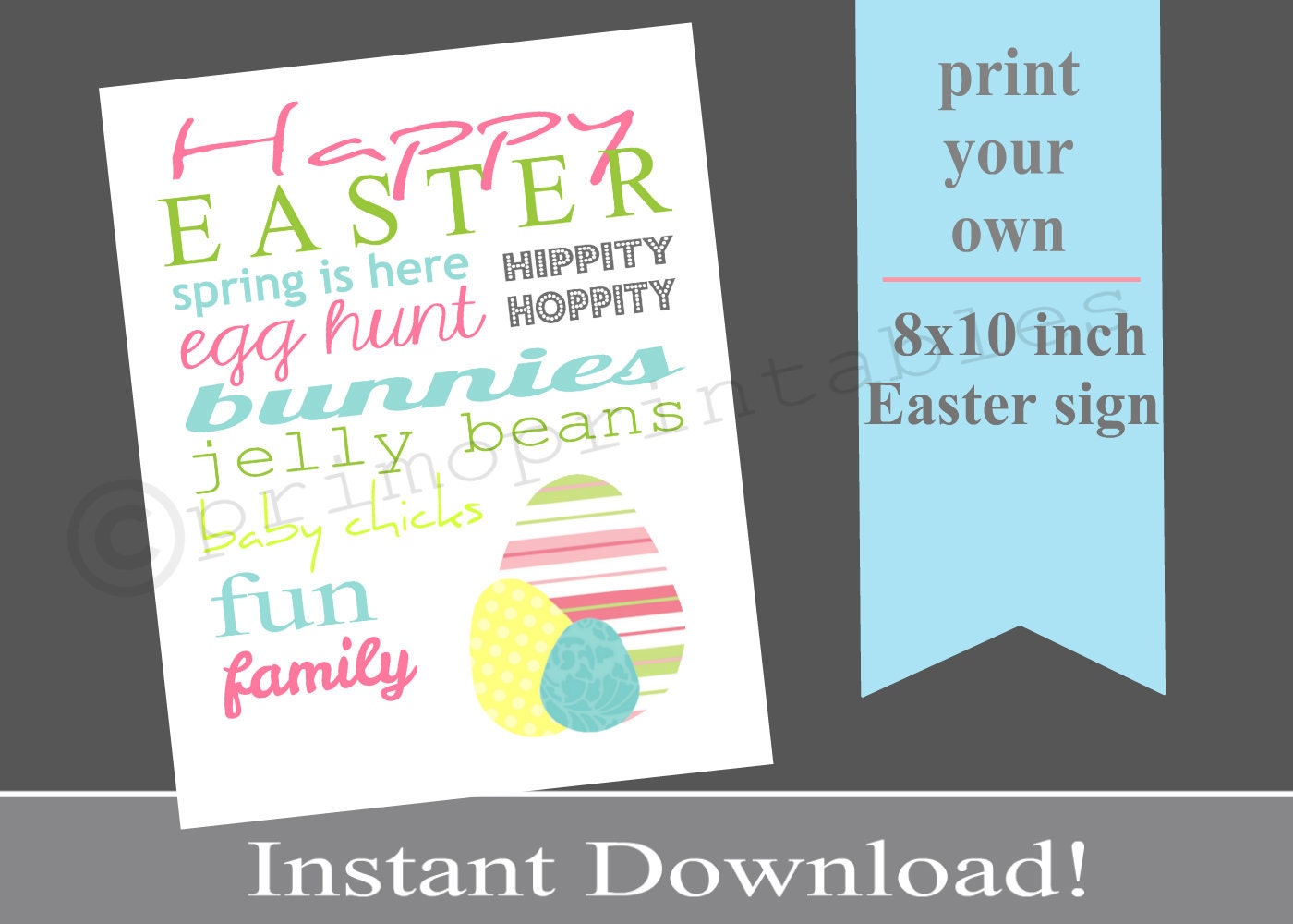Easter wall art printable sign INSTANT DOWNLOAD digital diy 8x10 inch typography print your own Il_170x135