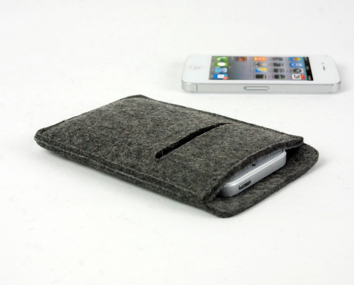 Felt iphone 5 sleeve, iphone 5 case, iphone bag, iPhone sleeve, ipod case, iphone wallet, iphone sleeve, cards holder, handmade -grey 1342