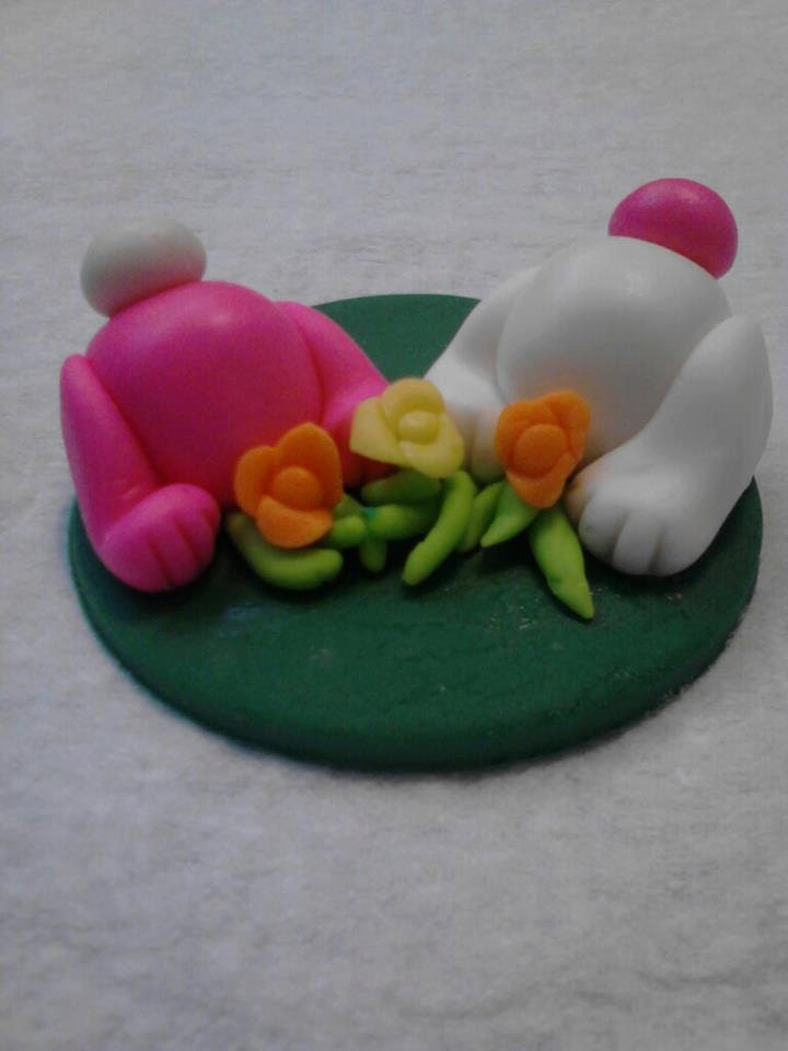 12 Easter Bunny Fondant Cupcake Toppers