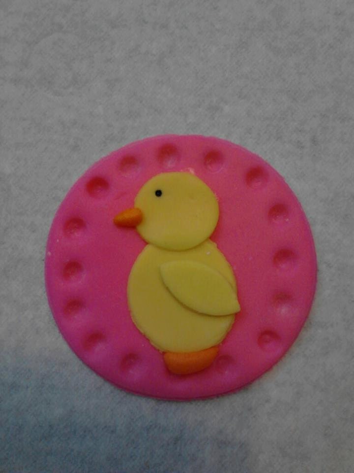 12 Easter Chick Fondant Cupcake Toppers