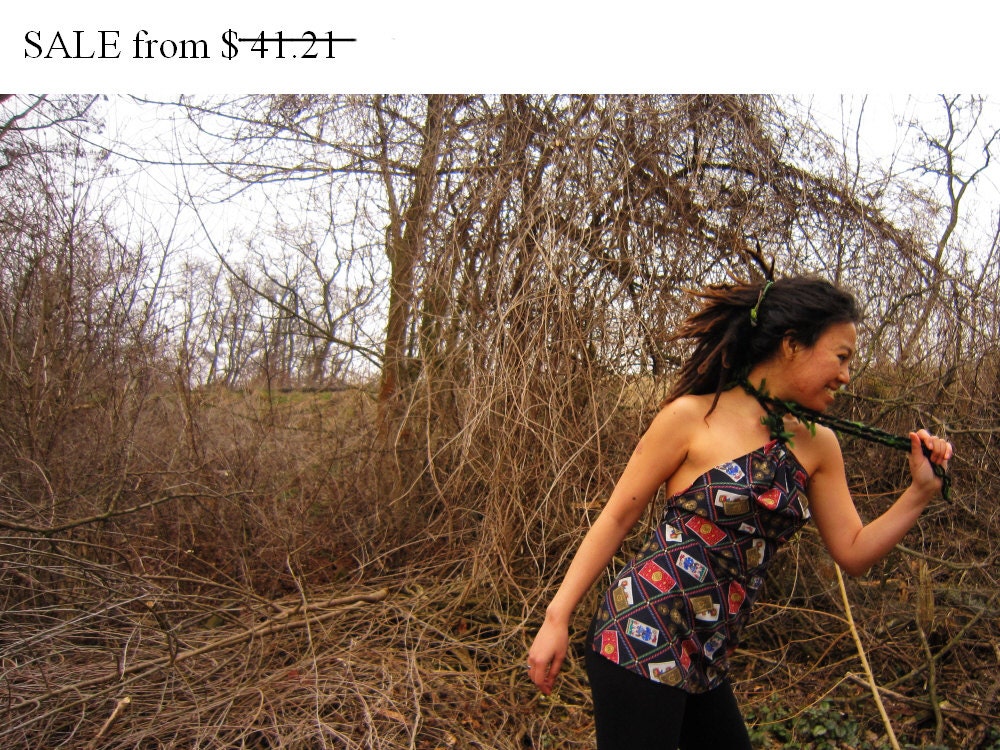 Bohemian tank top/Upcycled clothing/Backless top/Spring Summer clothe/Eco friendly/One of a kind/ READY TO SHIP