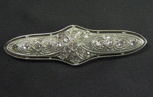 Vintage/Antique Fishson Bar Pin With Silverite and Paste Stones