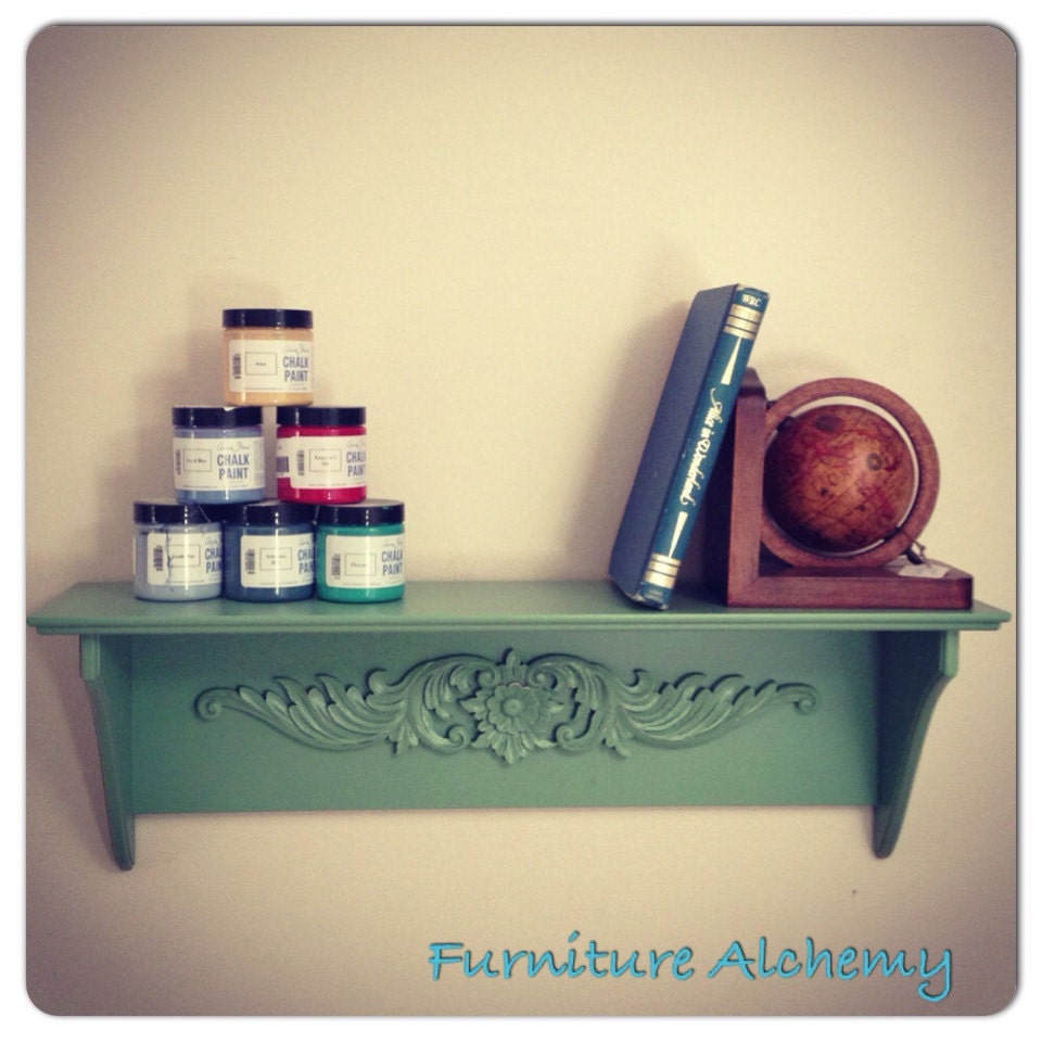 Vintage green wall shelf-shabby chic
