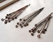 Deco Rose .8mm (20g) antique copper headpins, 2 inches - 10 headpins - thecuriousbeadshop