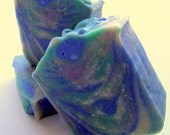 Tropical Fruit Soap Cold Process All Natural Exfoliating Bar Vegan Moisturizing Scented Coconut Oil Free Purple Blue Green Periwinkle