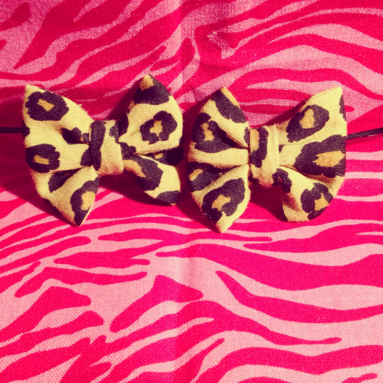 Cheetah Bow Hair Pins