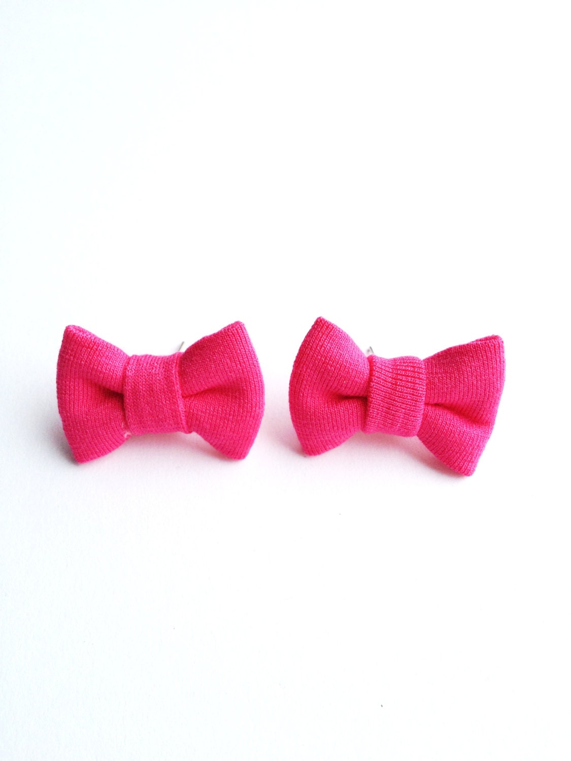 Handmade Lovely Bow Earring Retro Pop Pink :) Doll Girly Kawaii ribbon Lolita 