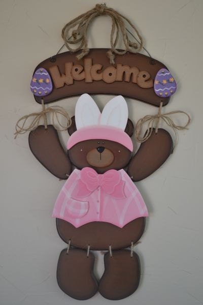 Easter Outfit for Welcome Bear, Handmade, Home Decor, Door Hanger, Seasonal, Holiday