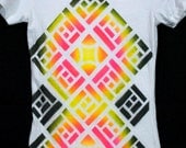 Geometric Tshirt Graffiti - Mayan Astral Flame - Women's Small - Trippy Shirt